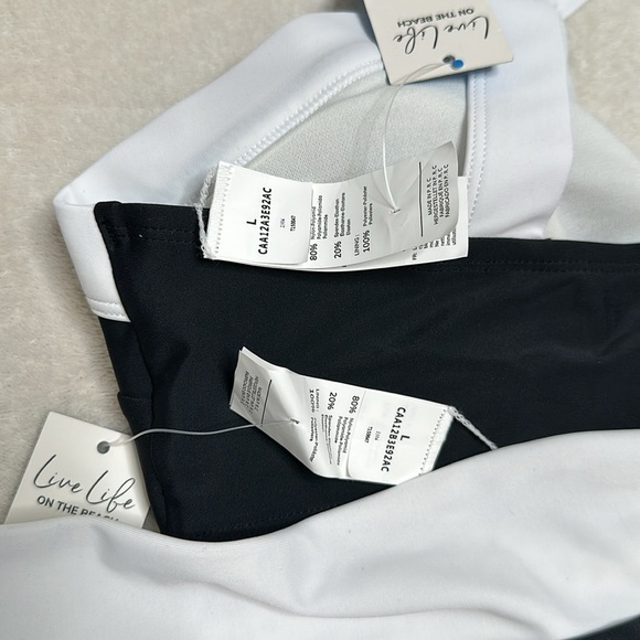 New! Black/White Colorblock Wrap Top & Extra Cheeky Bikini Swimsuit Size Large‎ - Picture 5 of 12